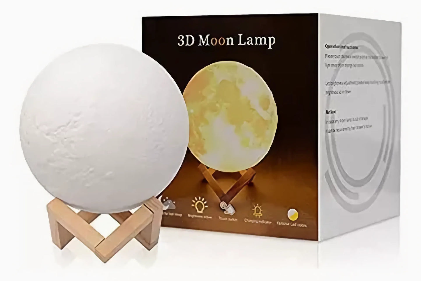 Lámpara 7 Colores Diseño Luna 3D Táctil